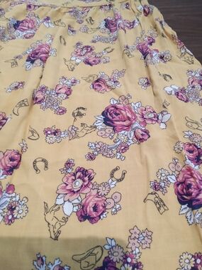 Modcloth Yellow Floral Western Skirt